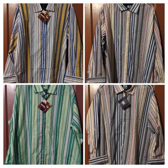 LOT OF 4 RAW BLUE NU REALMS BUTTON FRONT CASUAL SHIRTS LONG SLEEVE 3XL-FLAWS NWT - Picture 1 of 15